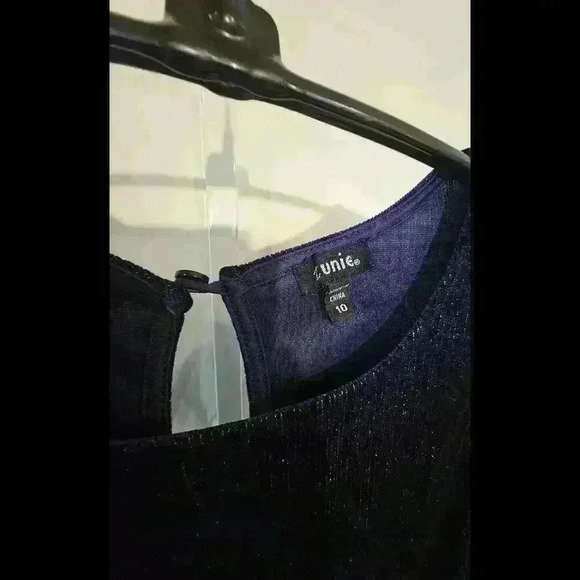 Elegant Navy Blue Velvet Romper with Ruffled Sleeves - Picture 7 of 7